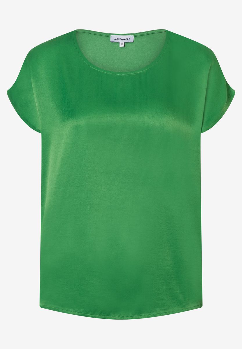 Shirt mit Satinfront und Rundhalsausschnitt