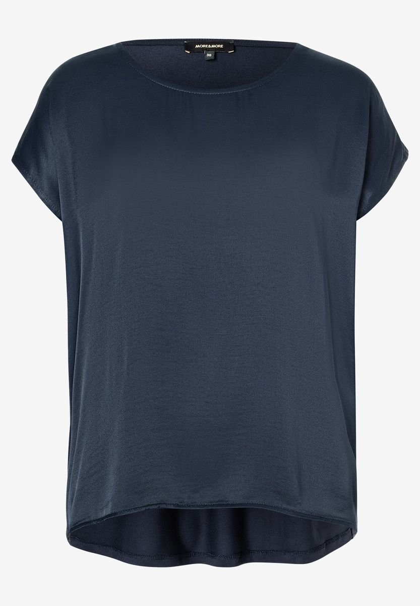 Shirt mit Satinfront und Rundhalsausschnitt
