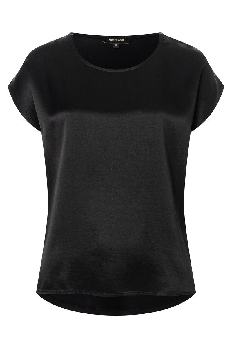 Shirt mit Satinfront und Rundhalsausschnitt