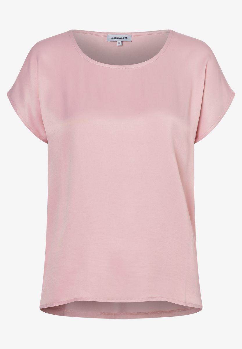 Shirt mit Satinfront und Rundhalsausschnitt