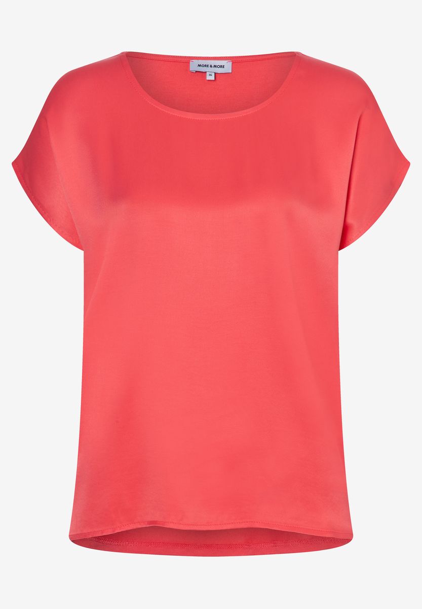 Shirt mit Satinfront und Rundhalsausschnitt