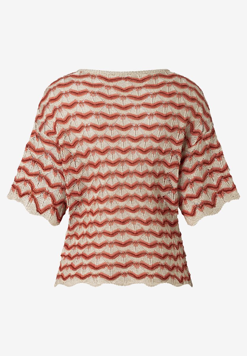 Gestreifter Strickpullover mit kurzen Ärmeln