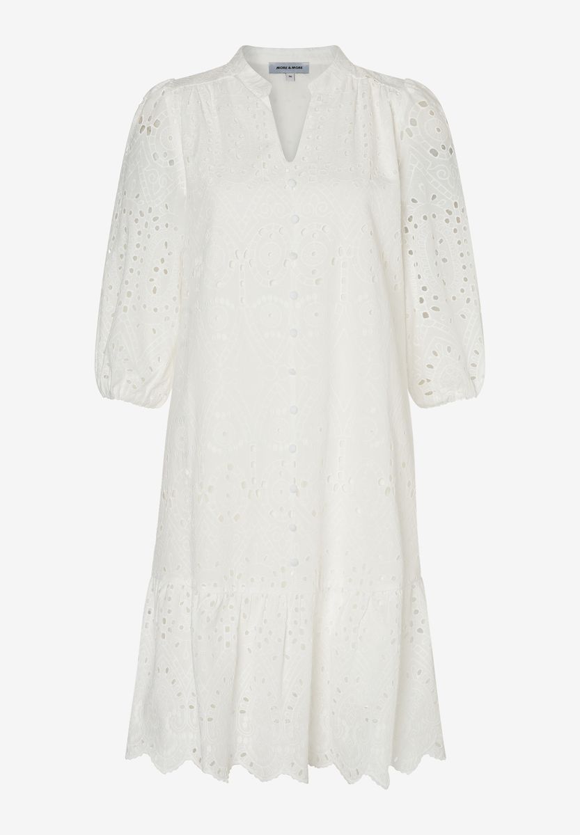 Broderie Anglaise Stufen-Midikleid