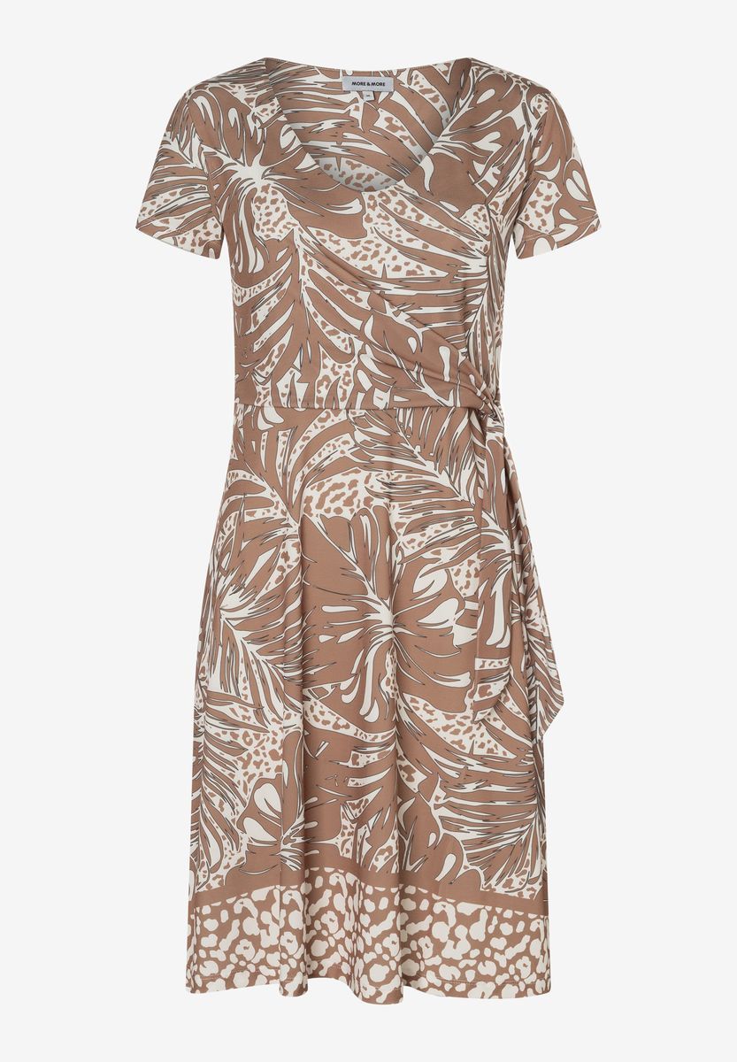Jersey-Wickelkleid mit Blätterprint