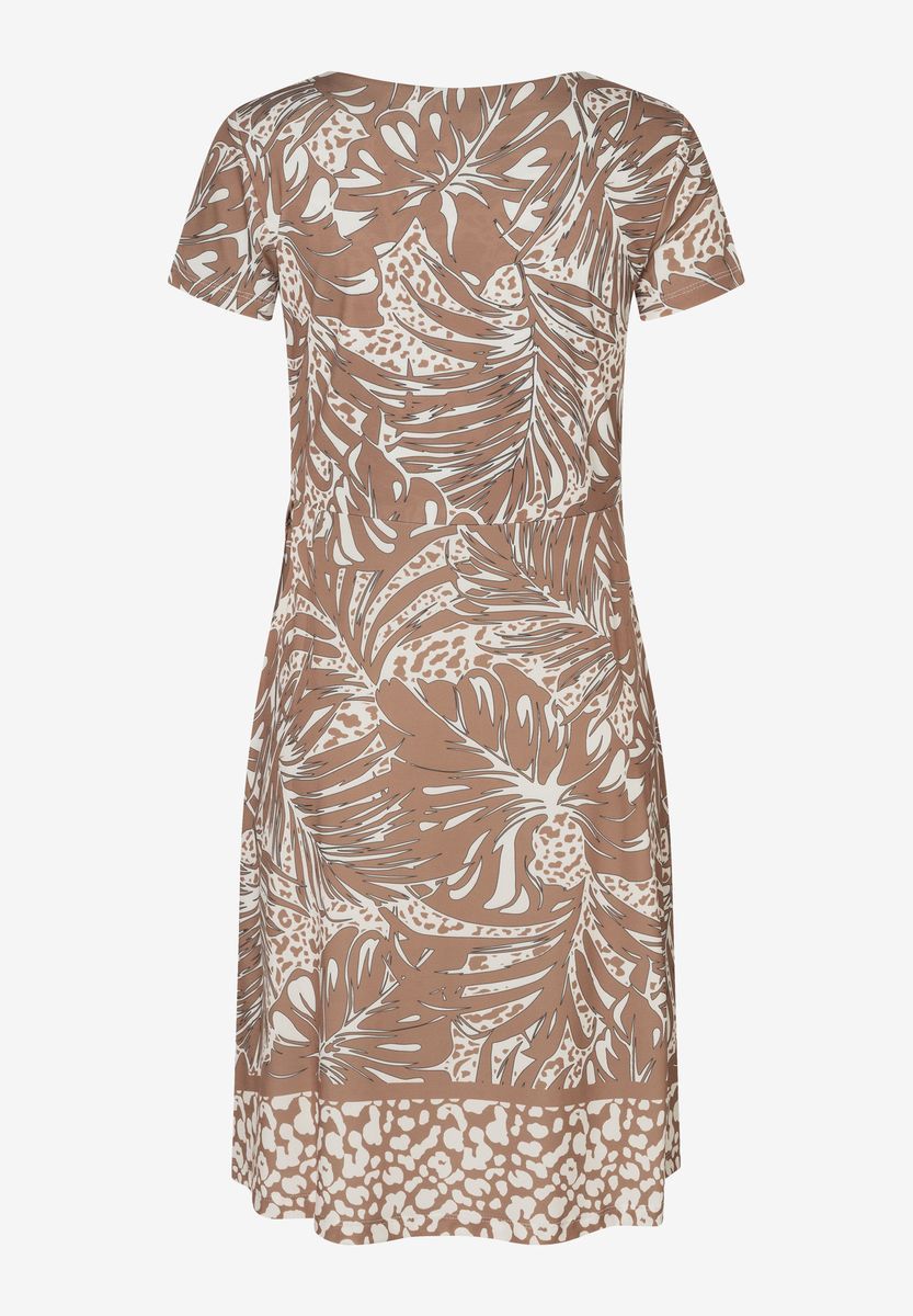Jersey-Wickelkleid mit Blätterprint