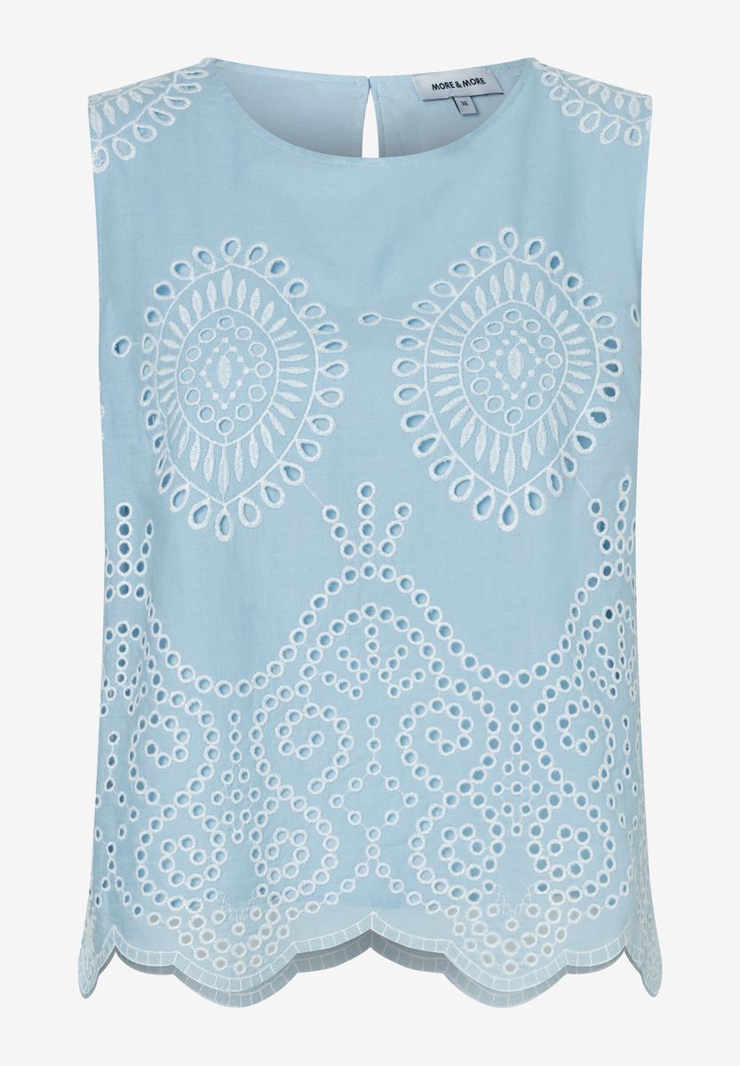 Ärmelloses Baumwoll-Blusentop mit Stickerei