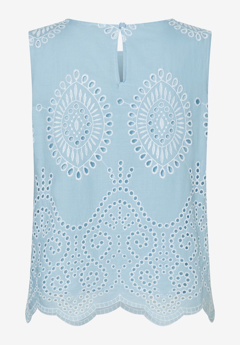 Ärmelloses Baumwoll-Blusentop mit Stickerei