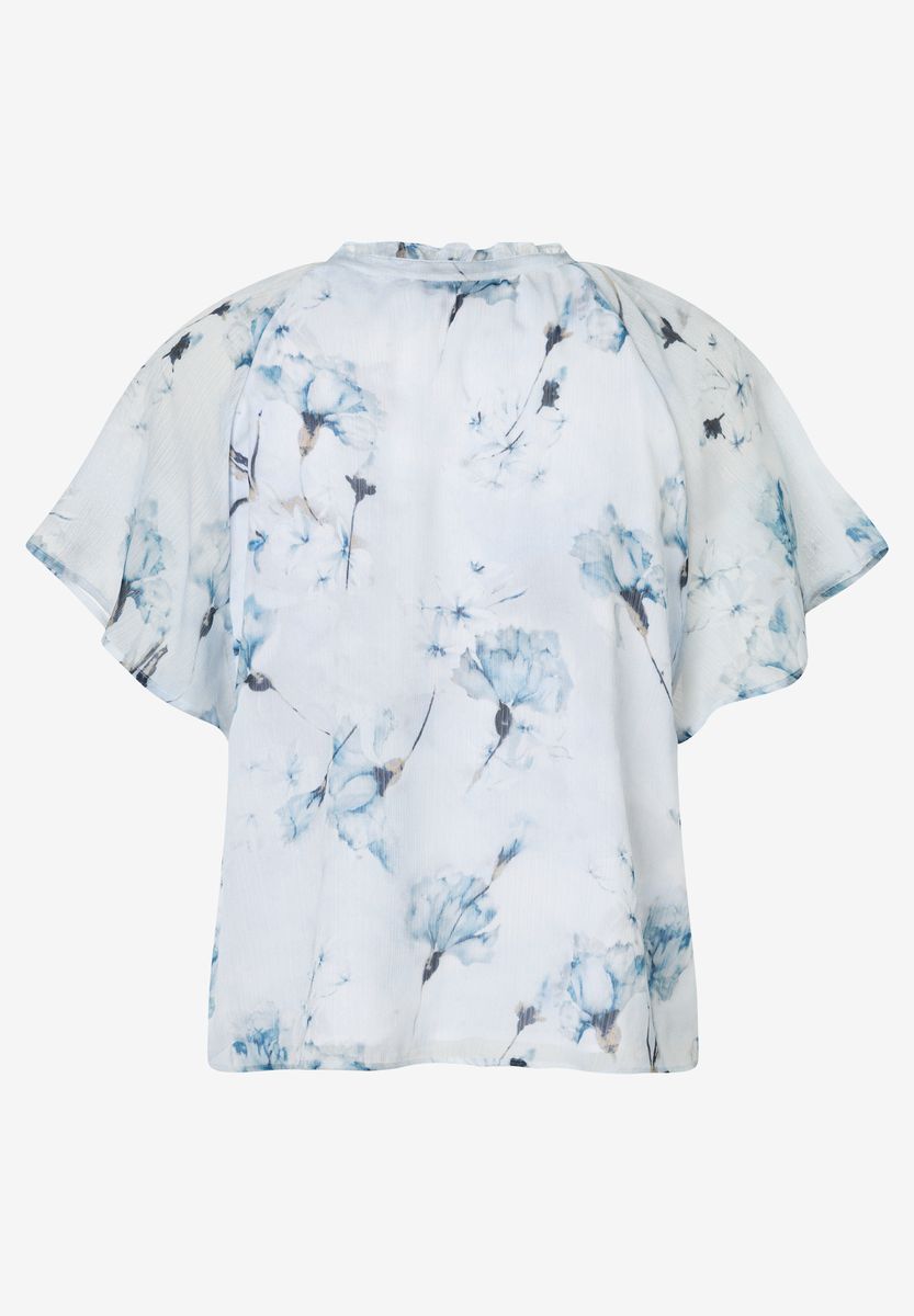 Chiffonbluse mit Blumenmuster und Rüschen