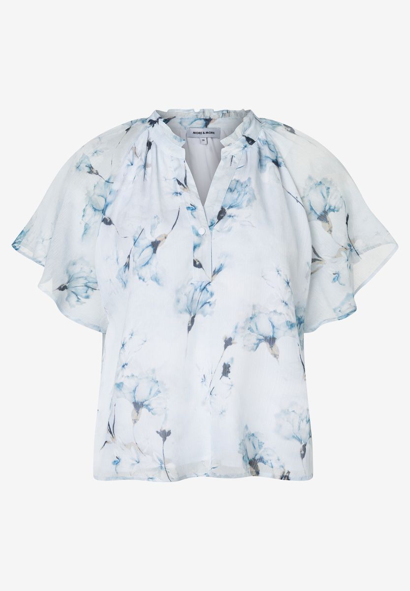 Chiffonbluse mit Blumenmuster und Rüschen