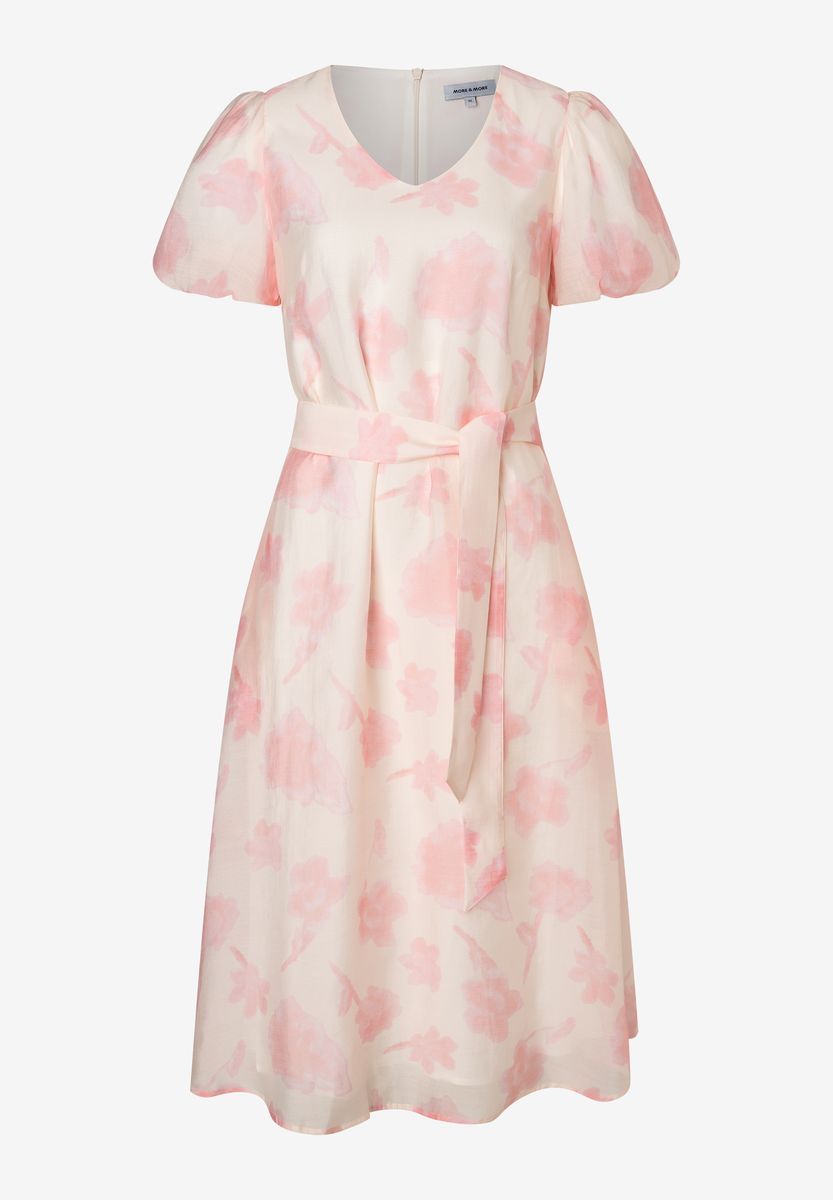 Geblümtes Midikleid mit Gürtel