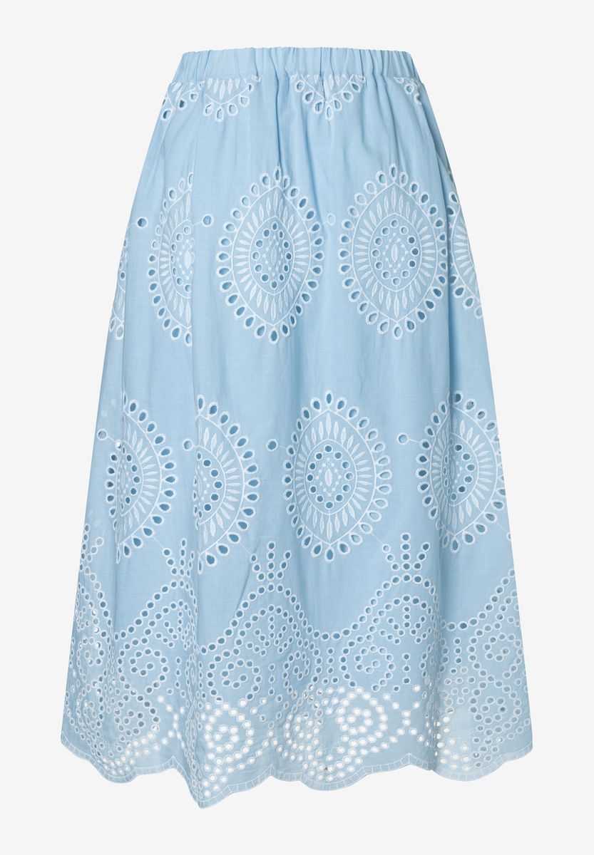 Midi-Rock aus Baumwolle mit Lochstickerei