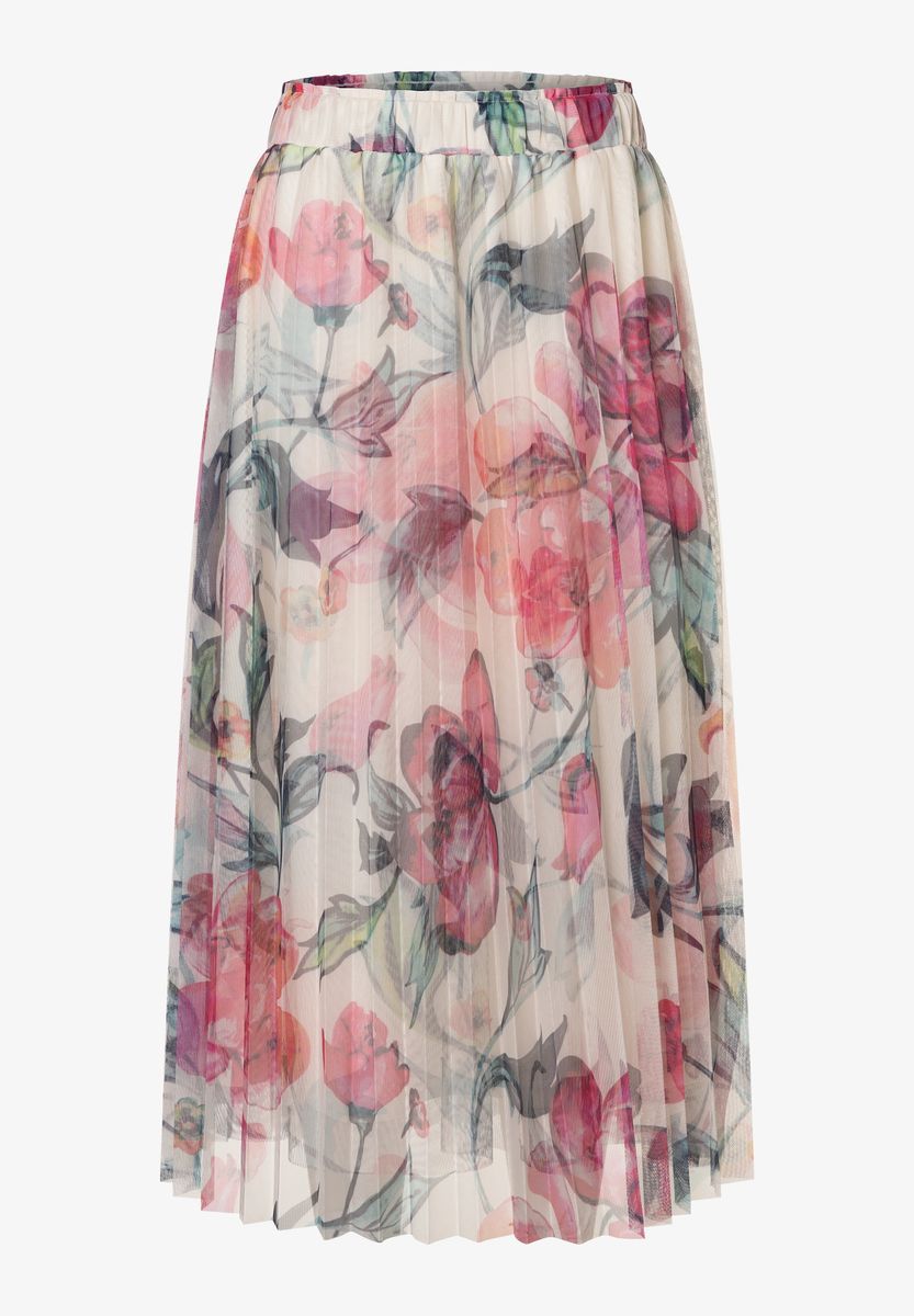 Plissee Meshrock mit Blumenmuster