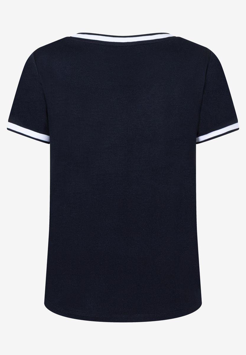 Lässiges Frottee-T-Shirt mit Streifenbesatz