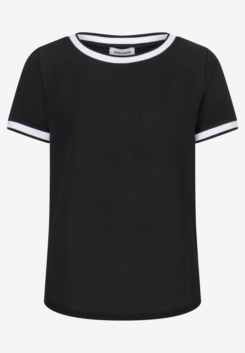 Lässiges Frottee-T-Shirt mit Streifenbesatz