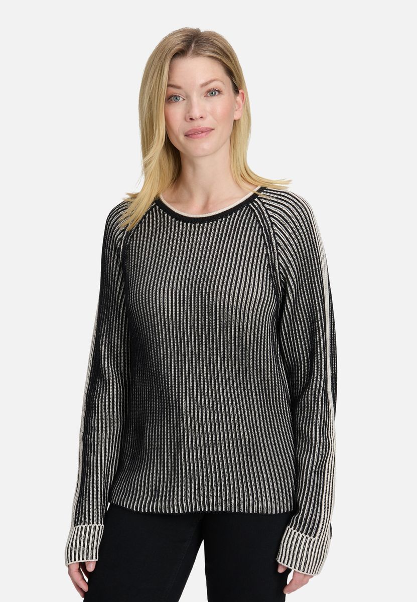 Gestreifter Strickpullover mit Relaxed-Fit