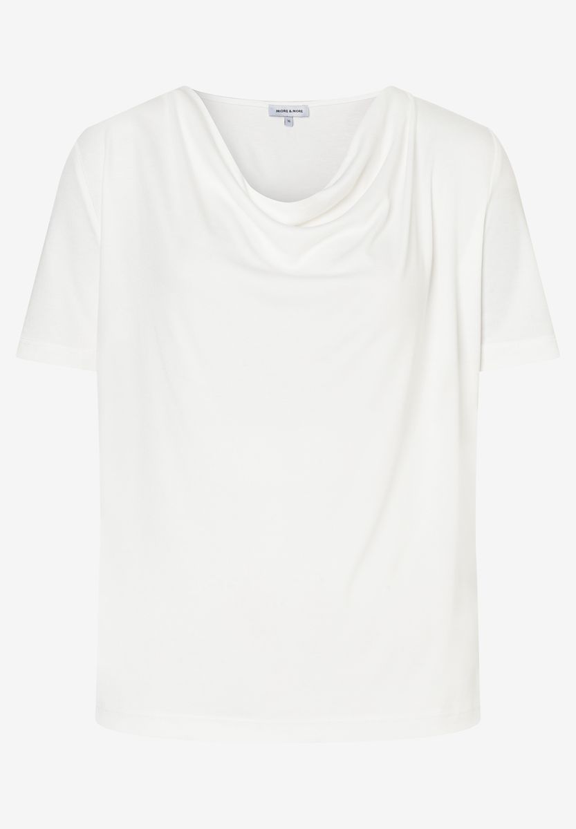 Shirt mit Wasserfallkragen und kurzen Ärmeln