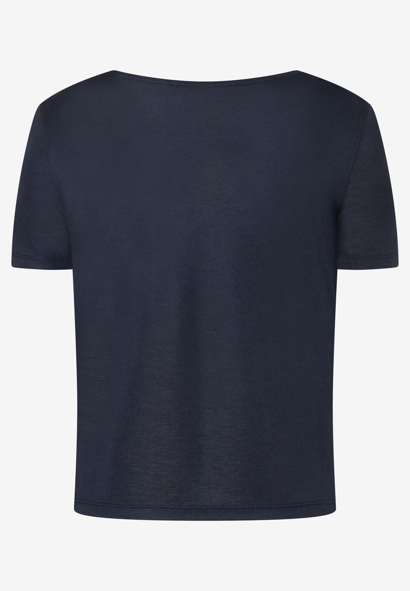 Shirt mit Wasserfallkragen und kurzen Ärmeln