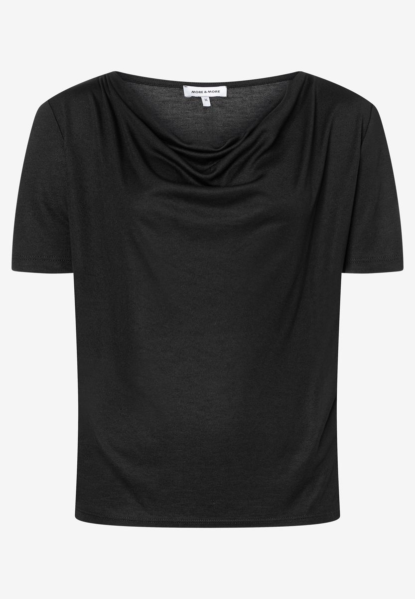 Shirt mit Wasserfallkragen und kurzen Ärmeln