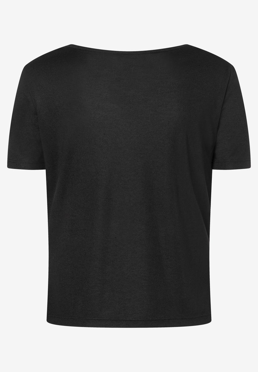 Shirt mit Wasserfallkragen und kurzen Ärmeln