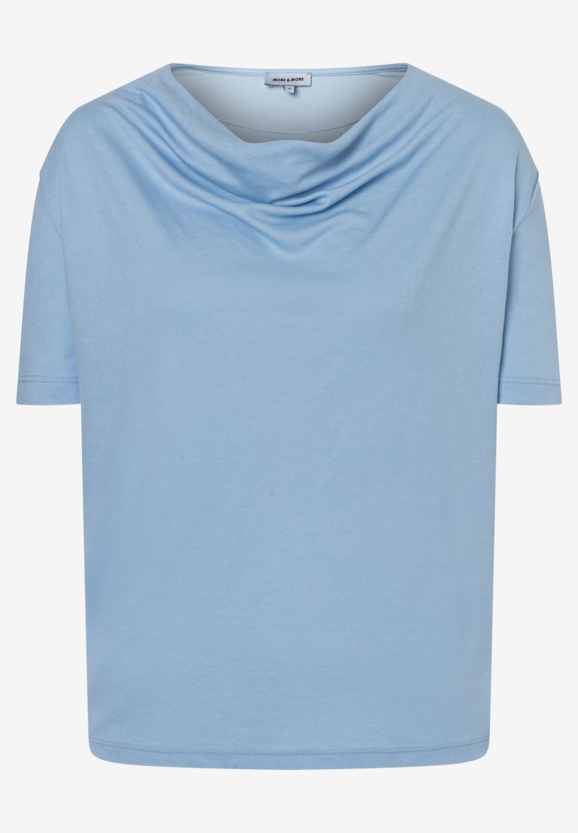 Shirt mit Wasserfallkragen und kurzen Ärmeln
