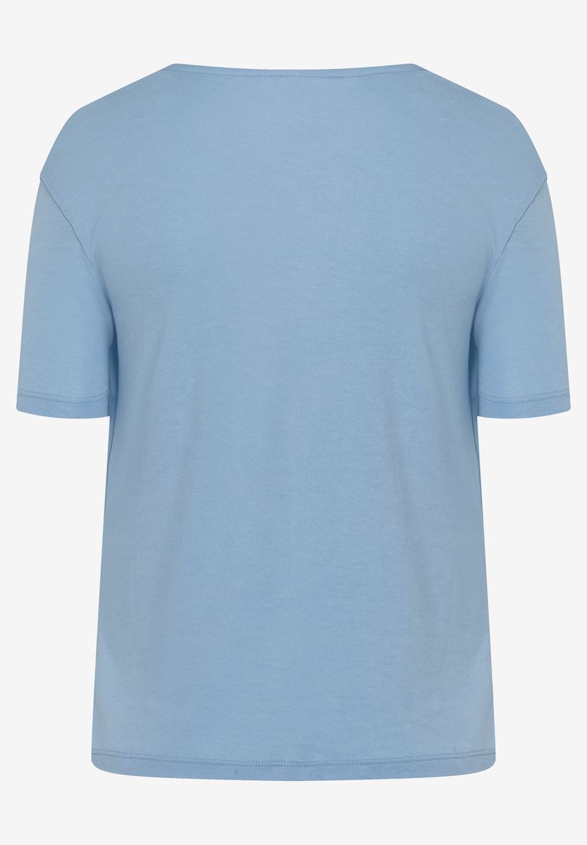 Shirt mit Wasserfallkragen und kurzen Ärmeln