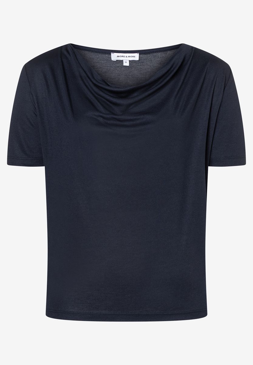Shirt mit Wasserfallkragen und kurzen Ärmeln