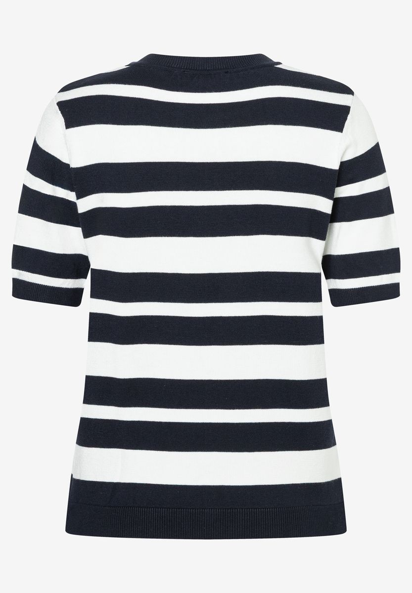 Gestreiftes Strickoberteil mit kurzen Ärmeln
