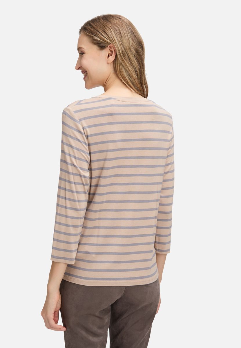 Gestreiftes 3/4-Arm Shirt mit Schmucksteinen