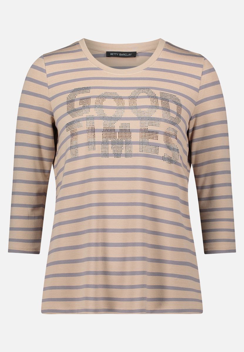 Gestreiftes 3/4-Arm Shirt mit Schmucksteinen