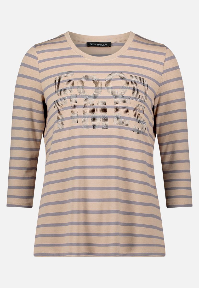 Gestreiftes 3/4-Arm Shirt mit Schmucksteinen