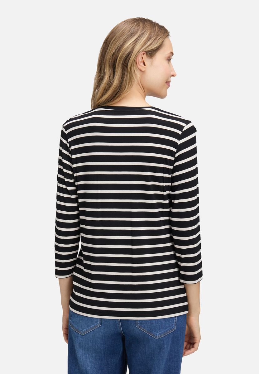 Gestreiftes 3/4-Arm Shirt mit Schmucksteinen