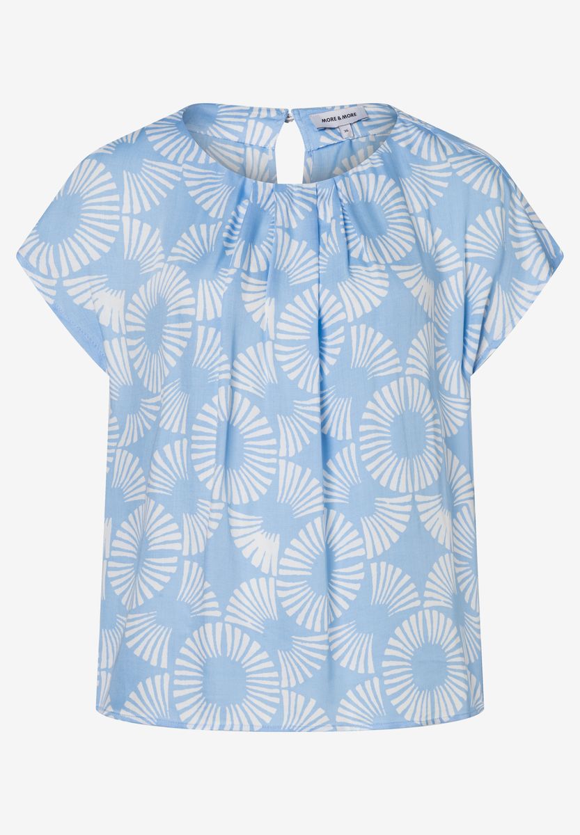 Blusenshirt mit Sonnen-Print und Falten