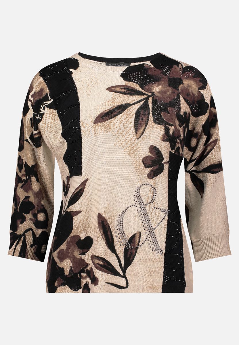 Strickpullover mit Blumenmuster und Applikationen