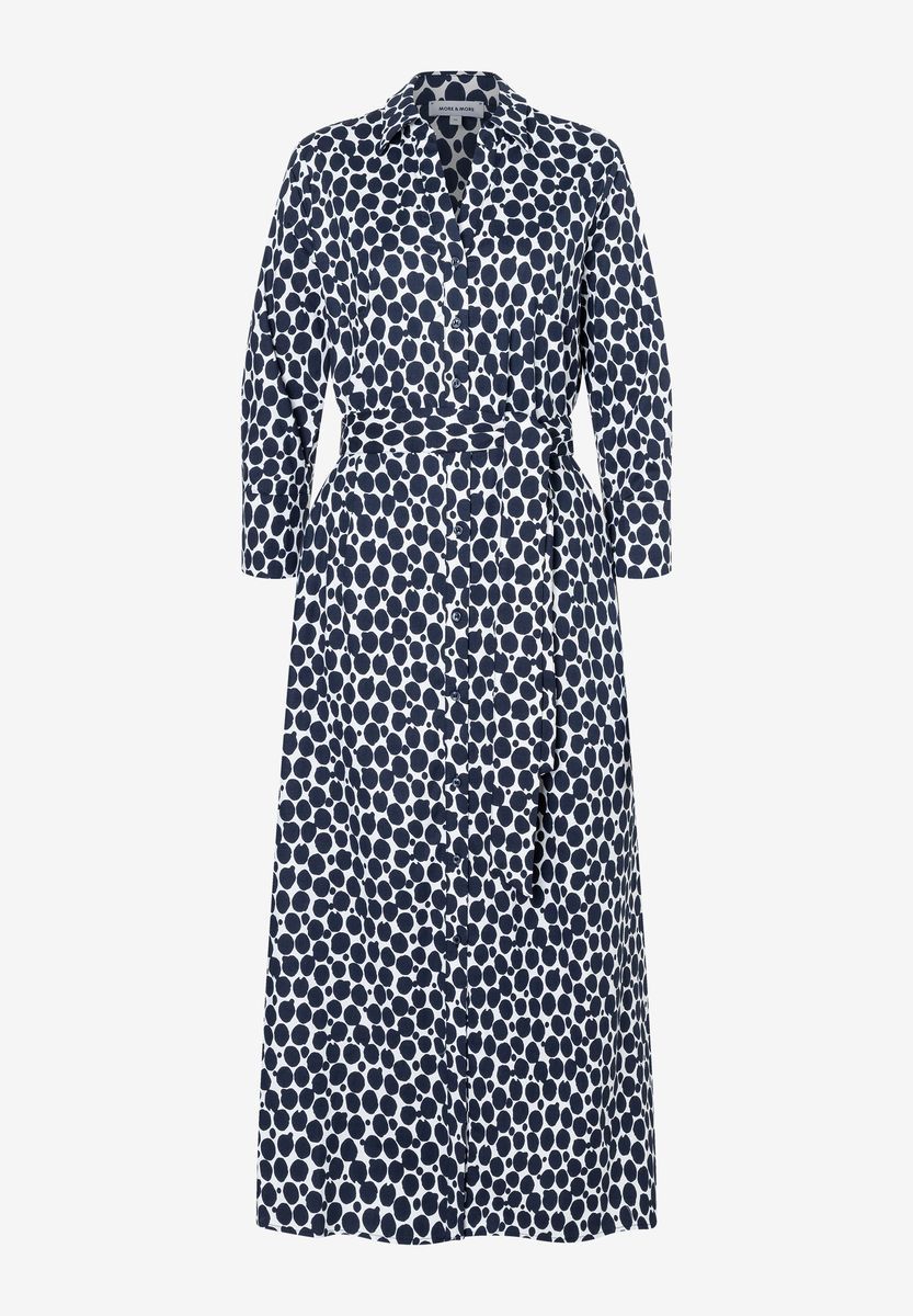 Langes Hemdblusenkleid mit Tupfenprint