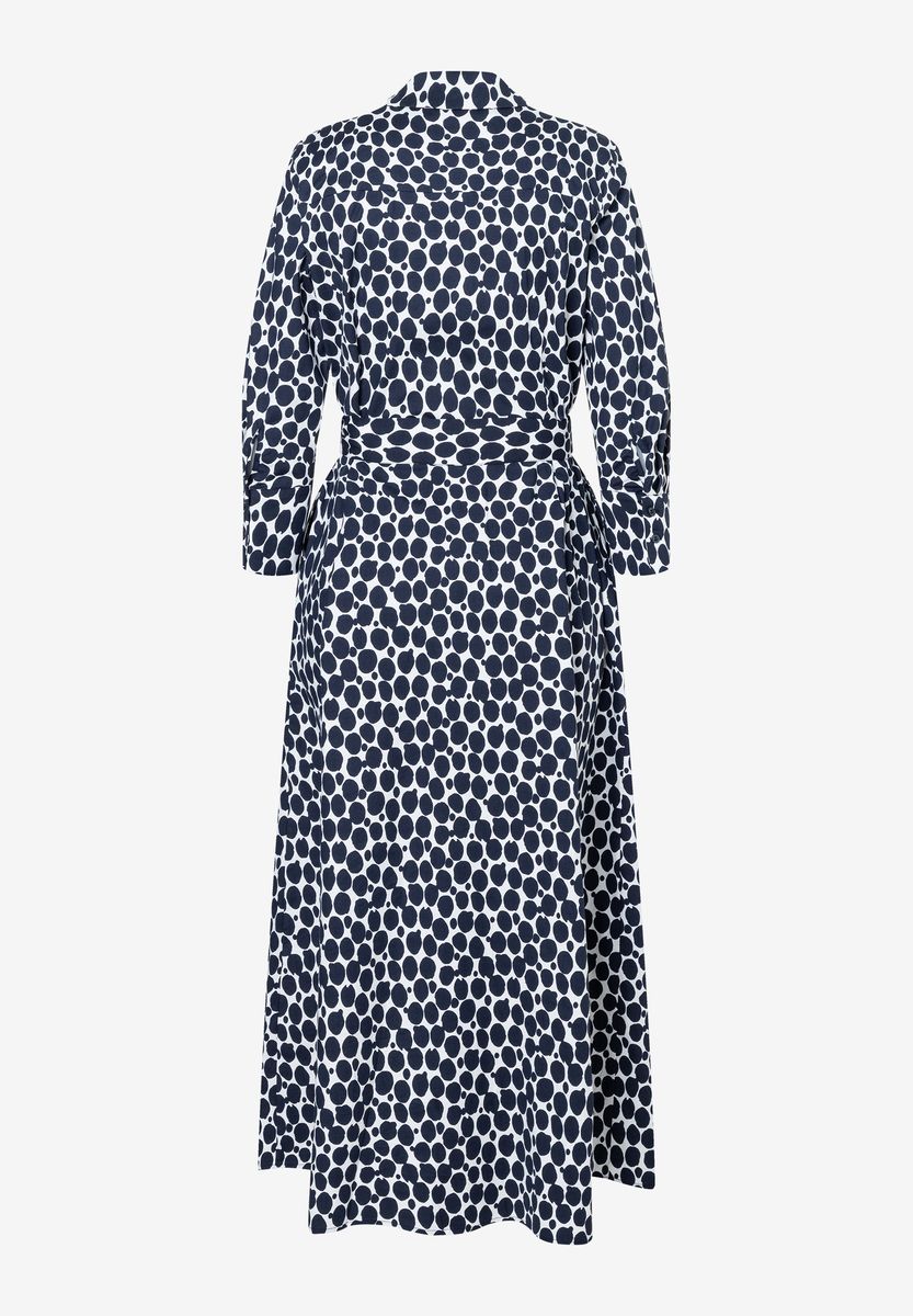 Langes Hemdblusenkleid mit Tupfenprint