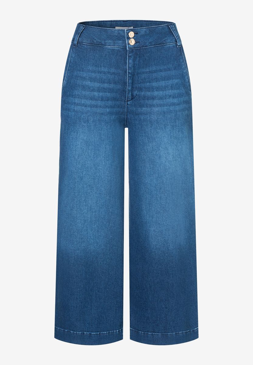 Weitbeinige High Waist Denim Culottes