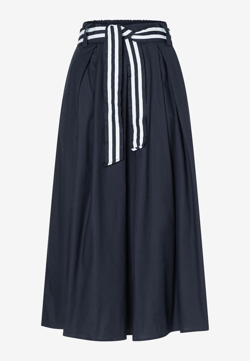 Baumwoll-Midirock mit Streifengürtel