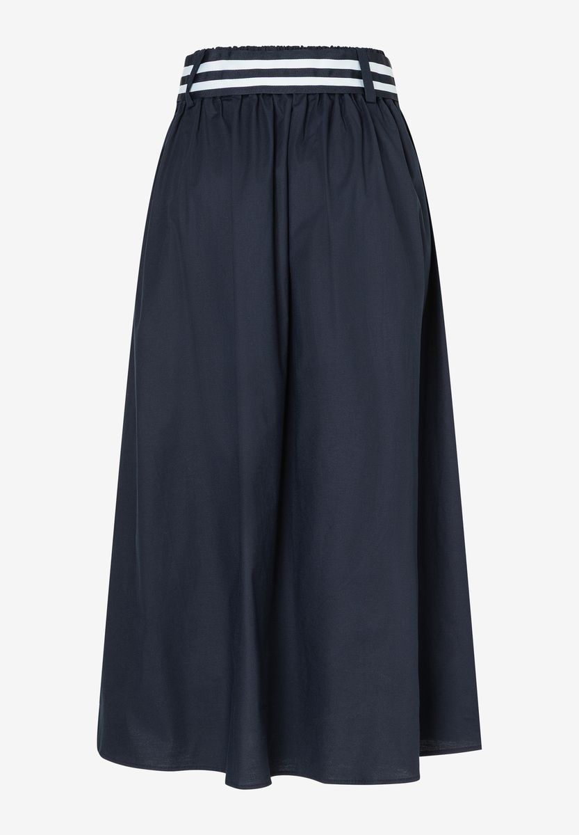 Baumwoll-Midirock mit Streifengürtel