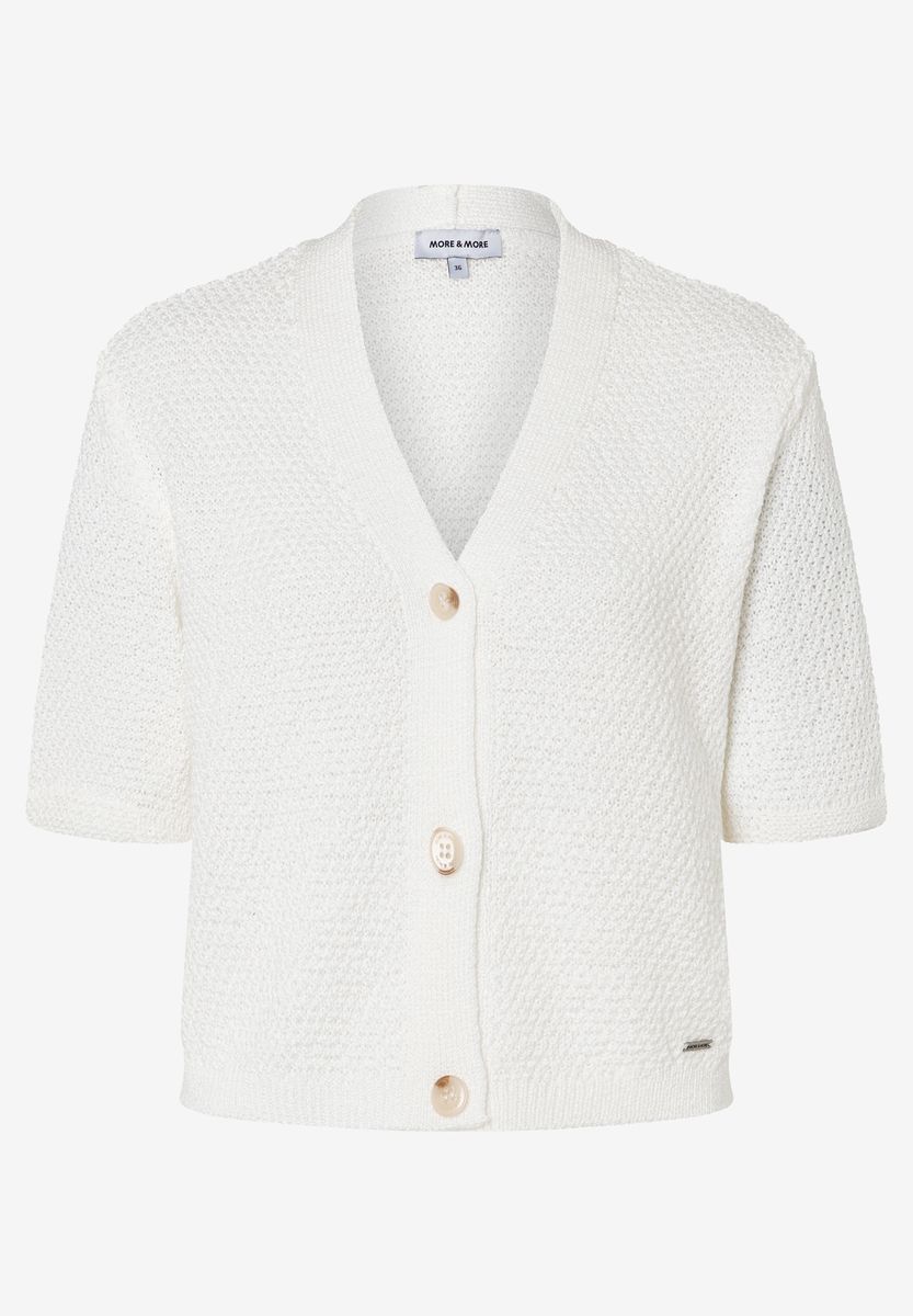 Strickjacke mit kurzen Ärmeln und Textur