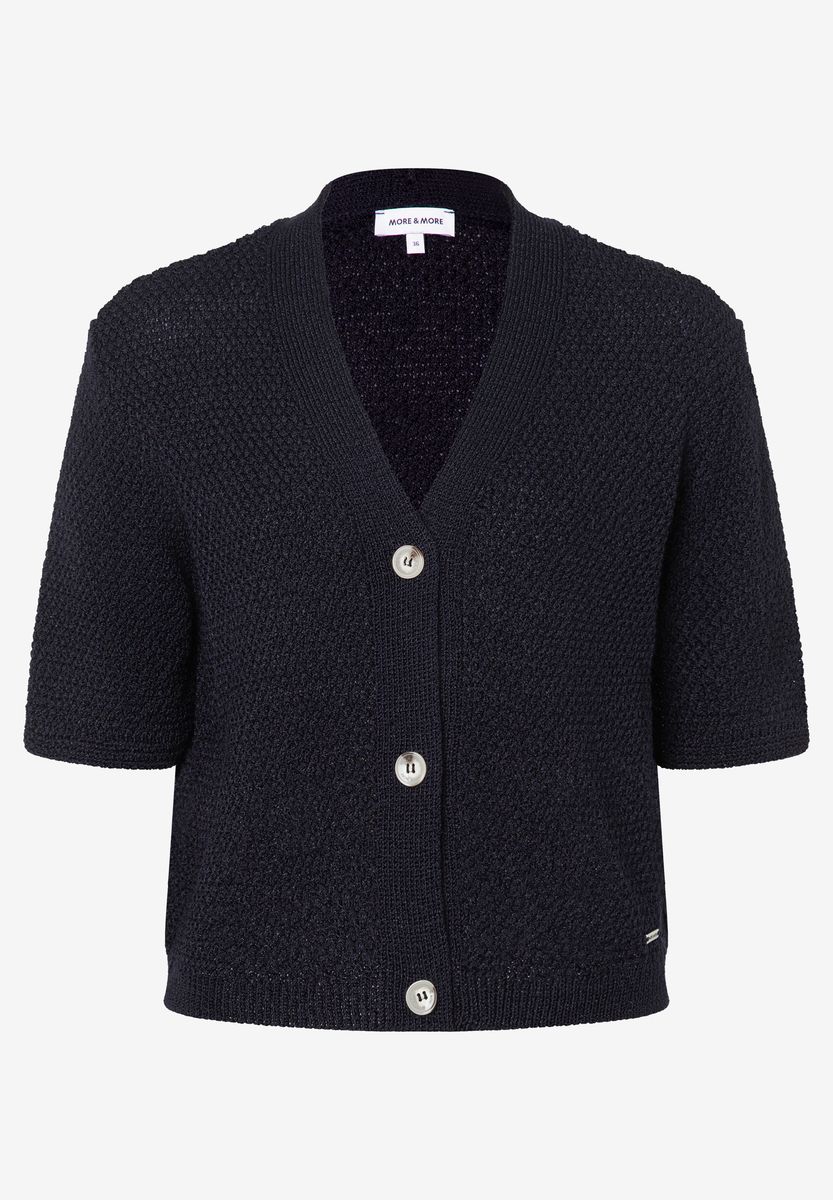 Strickjacke mit kurzen Ärmeln und Textur