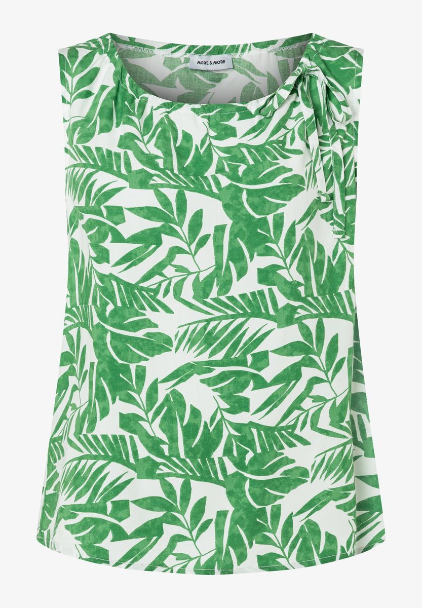 Ärmelloses Viskose-Top mit Blattmuster