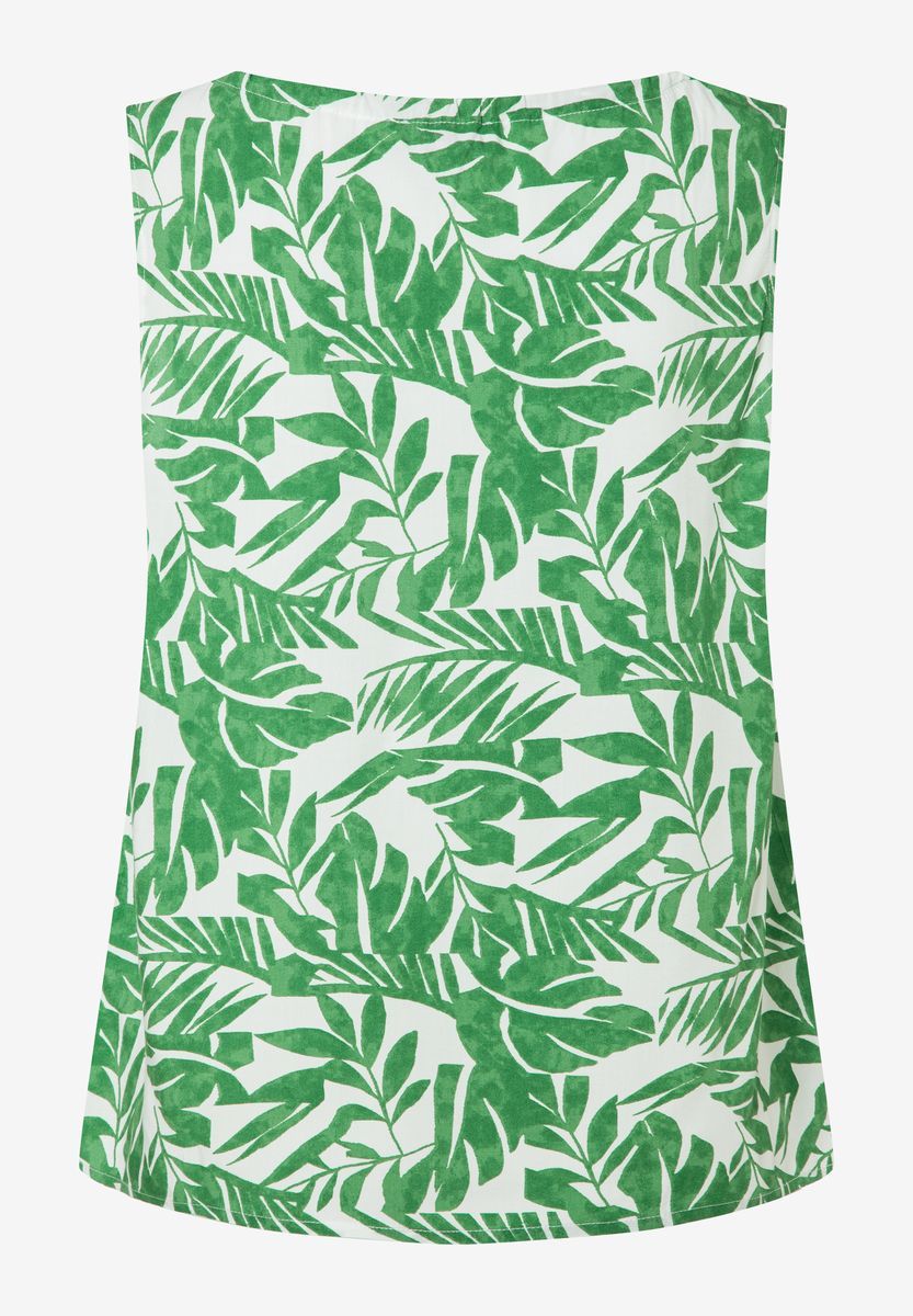 Ärmelloses Viskose-Top mit Blattmuster