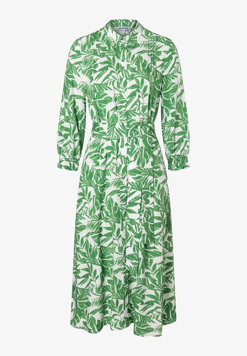 Grün-Weisses Kleid mit Blätterdruck