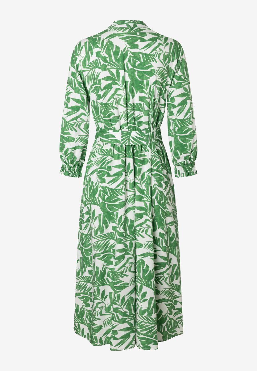 Grün-Weisses Kleid mit Blätterdruck