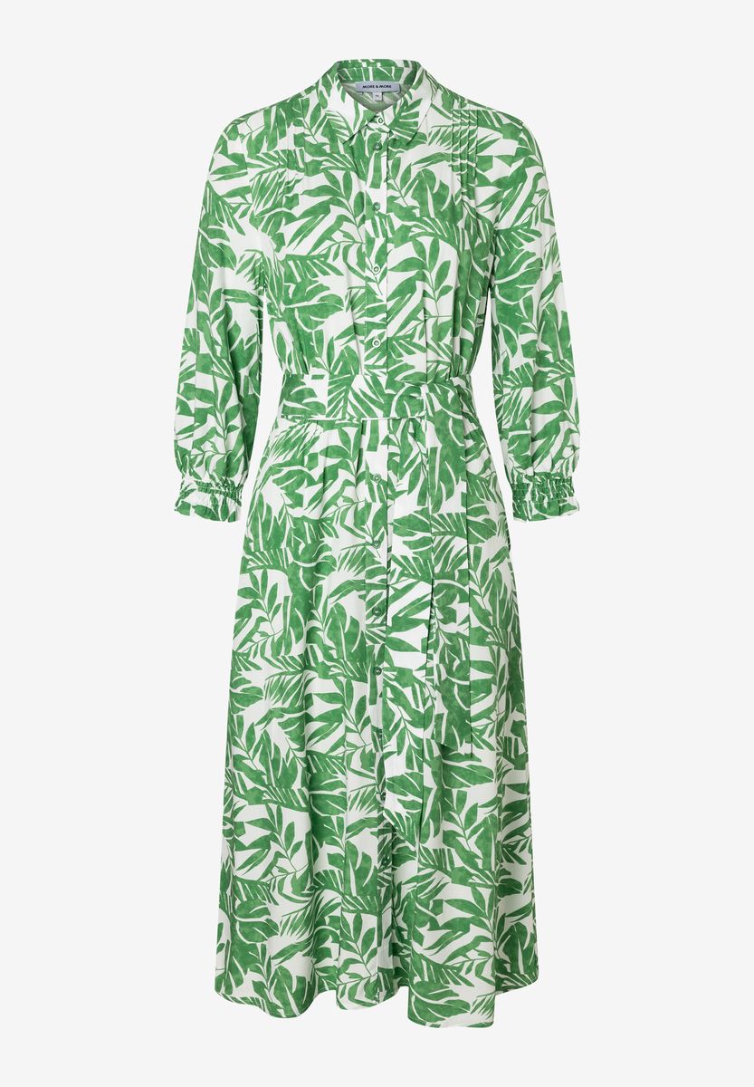 Grün-Weisses Kleid mit Blätterdruck