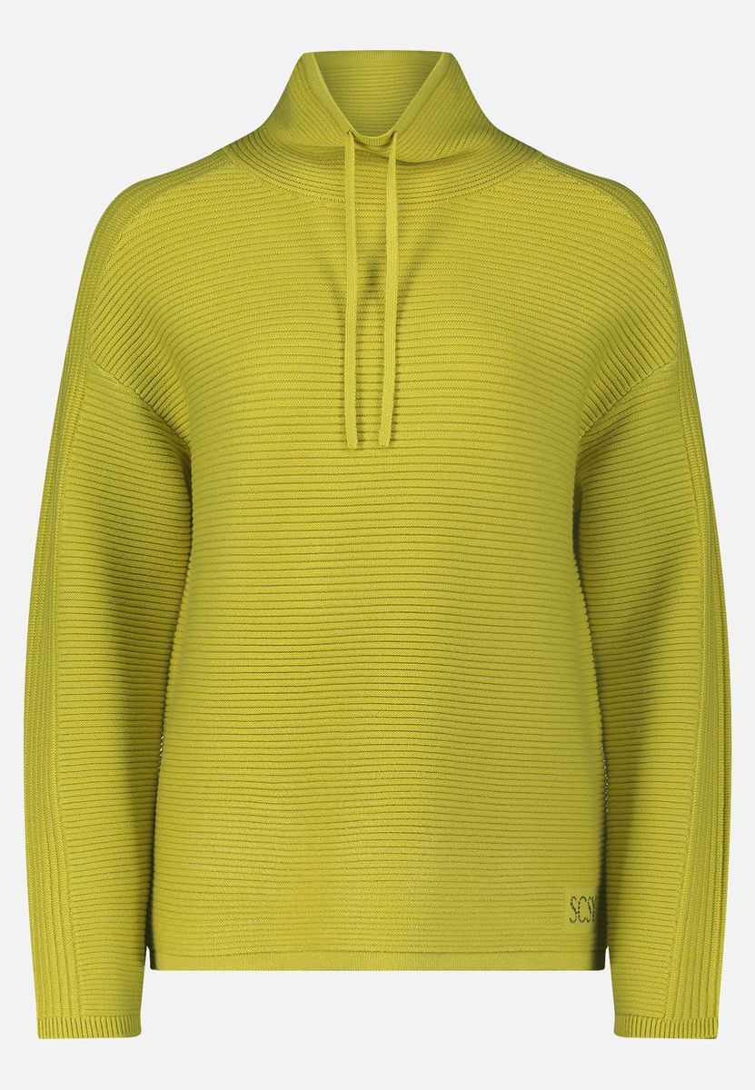 Gerippter Strickpullover mit Trichterkragen