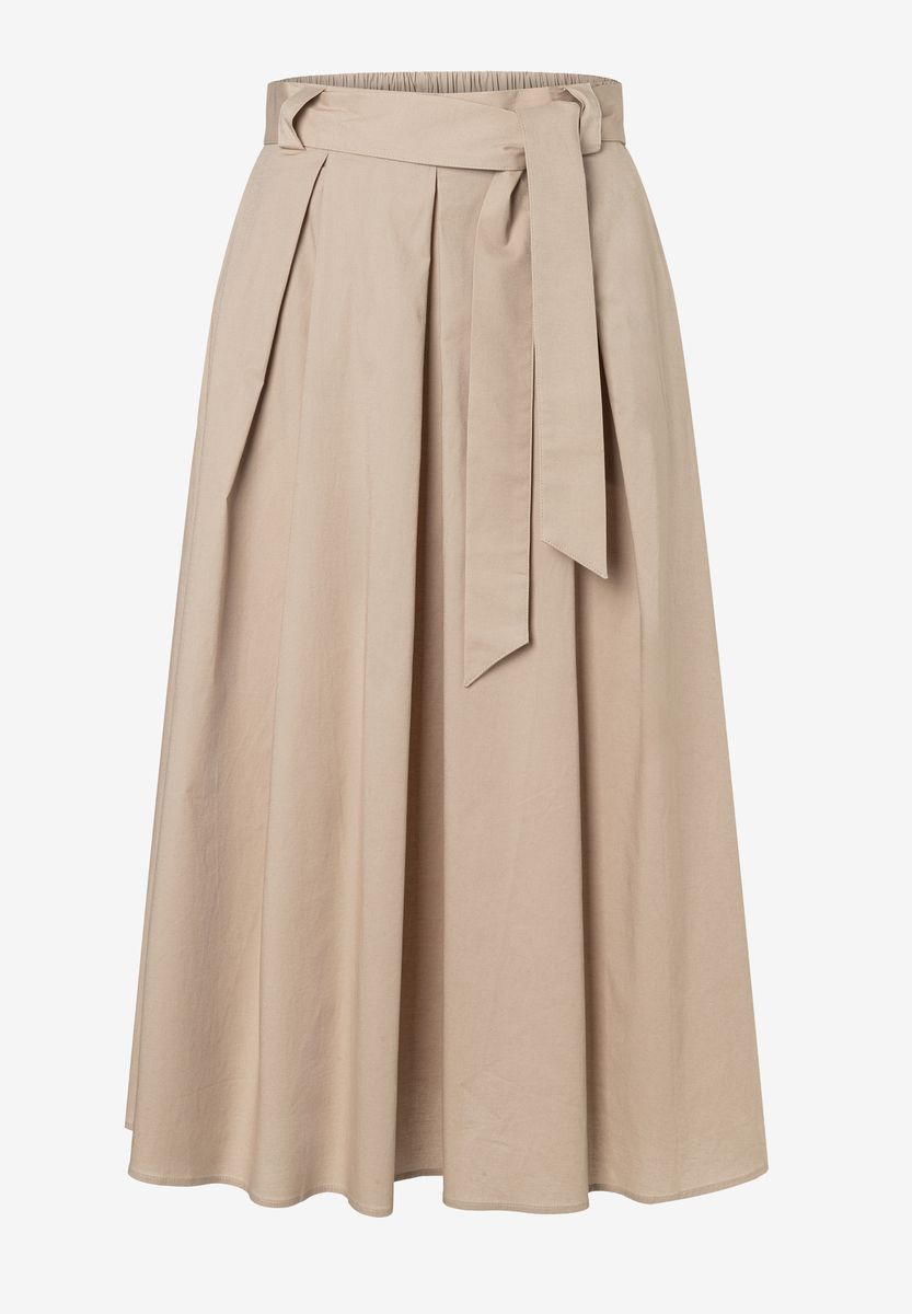 Eleganter Baumwoll-Midi-Rock mit Bindegürtel