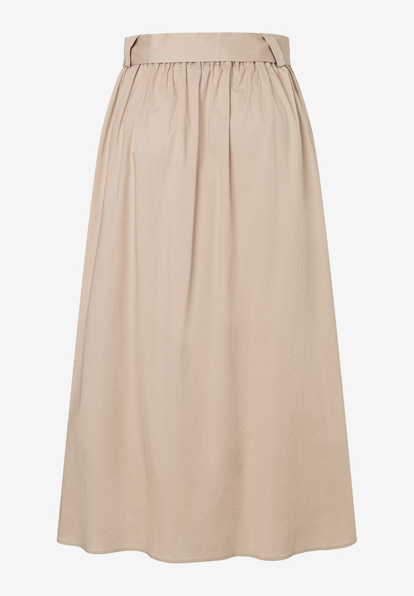 Eleganter Baumwoll-Midi-Rock mit Bindegürtel