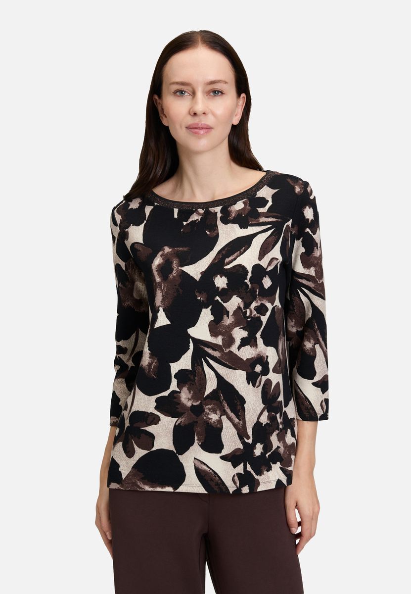 Sweatshirt mit Blumenmuster und Dreiviertelärmeln