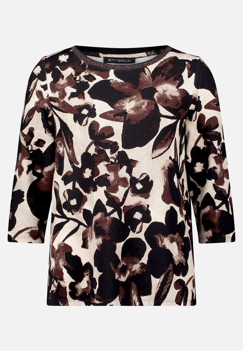 Sweatshirt mit Blumenmuster und Dreiviertelärmeln